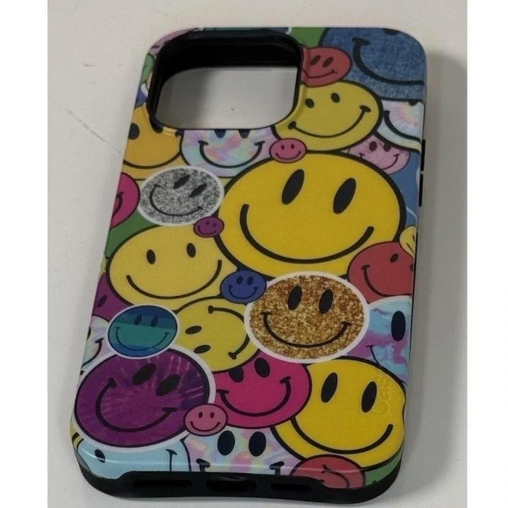 Casely iPhone 13 Pro Case Happy Faces Multi Color Smiley Face MagSafe Bold 81-04